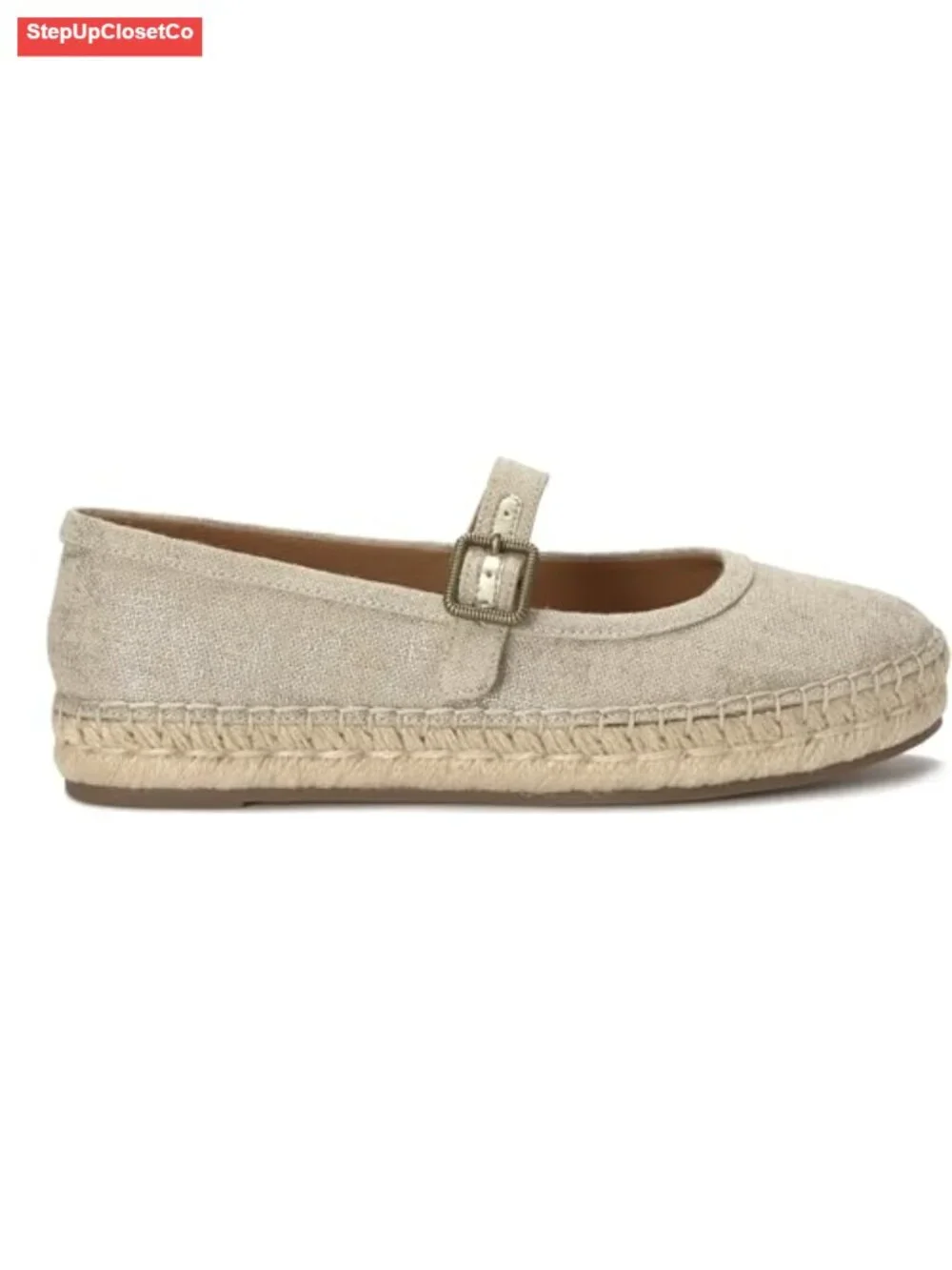 Espadrille Sandal with Cushioned Footbed - Mary Jane Style Leather Upper